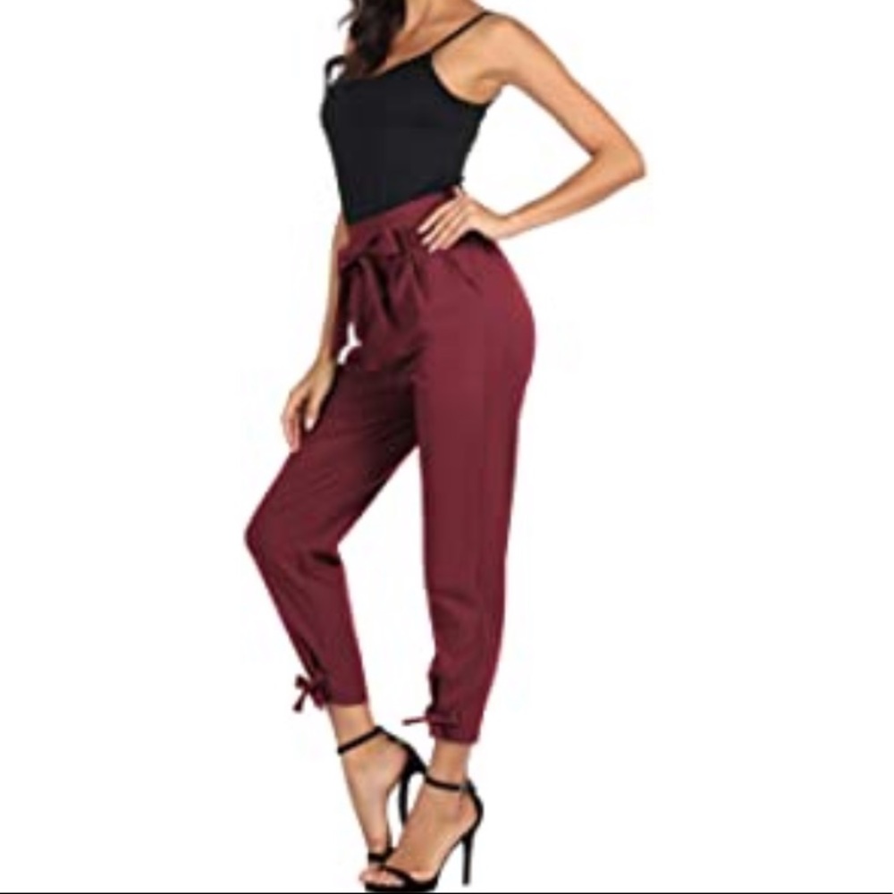 Women High Waist Pencil Pants with Bow-Knot